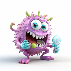 Fototapeta premium Violet monster on white background