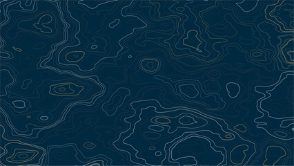Trendy topography lines background. Colorful contour liens isolated on dark blue background.