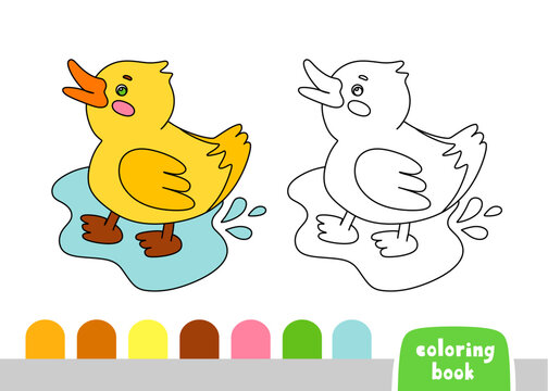 Coloring Book for Kids Duck Page for Books Magazines Vector Illustration Template