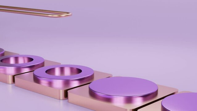 3D metalic round fall loop animation