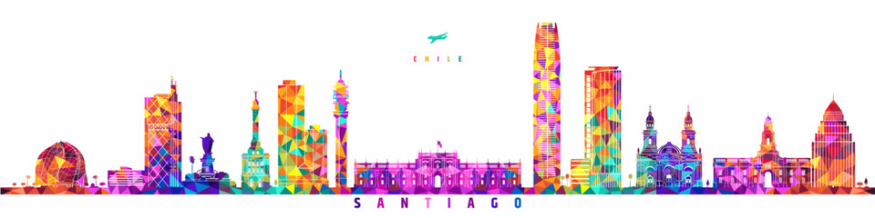 Chile santiago city skyline abstract design. Vector design on the theme of travel and tourism.