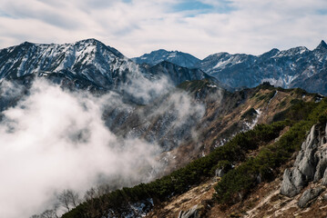 北アルプスの急登　燕岳
