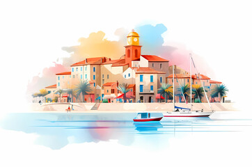 Fototapeta premium Beautiful view of the small town of Saint-Tropez, France