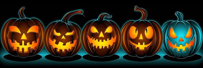 Naklejka premium Jack o Lantern art. Vintage halloween pumpkin poster graphic design. scary cartoon decoration holiday drawing Generative AI illustrations