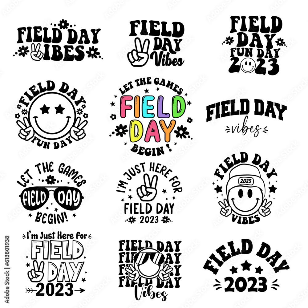 Wall mural field day vector set