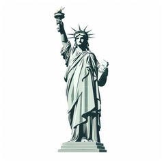 Illustration of the Statue of Liberty in New York City. Symbol, emblem, label, logo design. Generative AI.