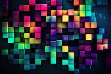 Abstract geometric background with cube mosaic colorful constructor. Generative AI
