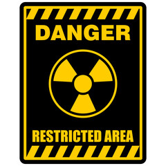 Danger, restricted area, sign and label vector