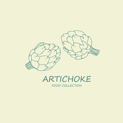 Artichoke, line art logo, package design, artichokes illustrations,  food doodle, hand drawn vegetables 