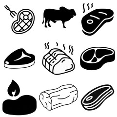Beef icon sheet illustration. vector