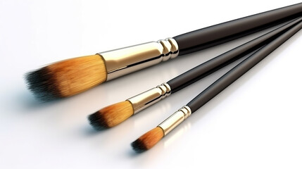 Fototapeta premium three brushes for a beautician on a white background. Generative Ai. 