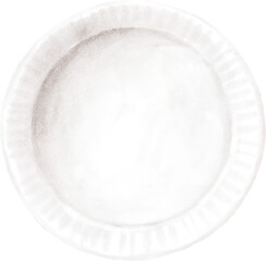 Empty plate isolated on white watercolour illustration