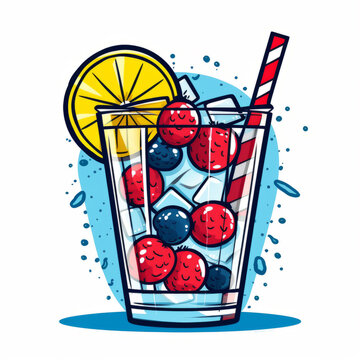 Patriotic American Cocktail Illustration. Generative ai 4th of july celebrating concept.