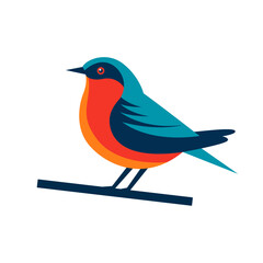 A colorful bird animal sits on a blue rod. vector illustration art