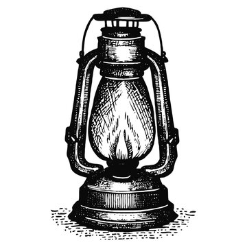 vintage oil lamp sketch