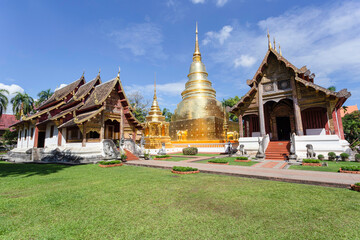 Fototapeta premium Wat Phra Singh is a beautiful old temple in Chiang Mai, Chiag Mai Province, Thailand
