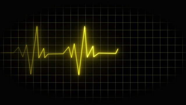 Heart beat cardiogram. cardiovascular imaging. Electrocardiogram in neon Pulse of the heart monitoring medical patient care for heart attacks Display a looping background. Use it in your animation