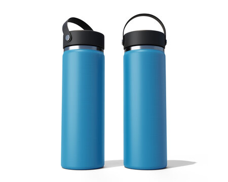 BlankHydro Flask Bottle packaging isolated on transparent background, prepared for mockup, 3D render.