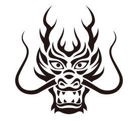 Year Of The Dragon Black And White Vector Zodiac Symbol Isolated On A White Background. 