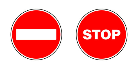 red stop round sign vector