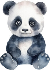 Cute Panda Watercolor Illustration.Generative AI