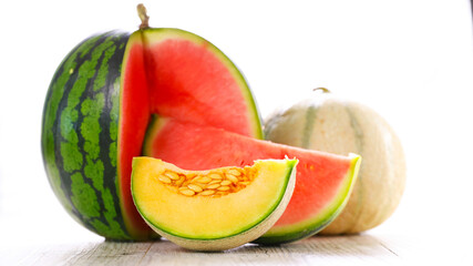 Watermelon and melon slices