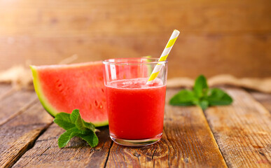 Watermelon slice and watermelon juice
