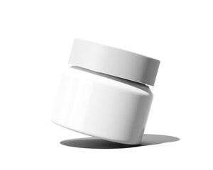 Blank white Plastic Cosmetic Cream Jar isolated on transparent background, prepared for mockup, 3D render.	