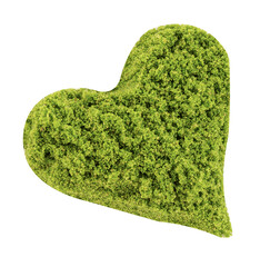 Wolffia globosa placed in the shape of a heart on transparent background.