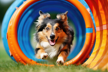 Border Collie dog at agility sports competitions - obrazy, fototapety, plakaty