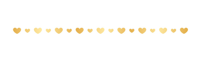 Gold Valentines Heart Pattern Separator Border, Golden Elegant Romantic Page Text Divider
