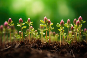 Red Clover Sprouts Standing Tall, Symbolizing Growth And Vitality. Generative AI