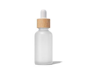 Blank Clear white amber dropper bottle packaging isolated on transparent background, prepared for mockup, 3D render.