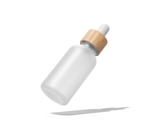 Blank Clear white amber dropper bottle packaging isolated on transparent background, prepared for mockup, 3D render.