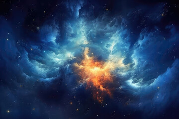 Fototapeta premium The Ethereal Beauty Of The Pleiades Star Cluster, With Its Bright Stars Surrounded By Nebulosity. Generative AI