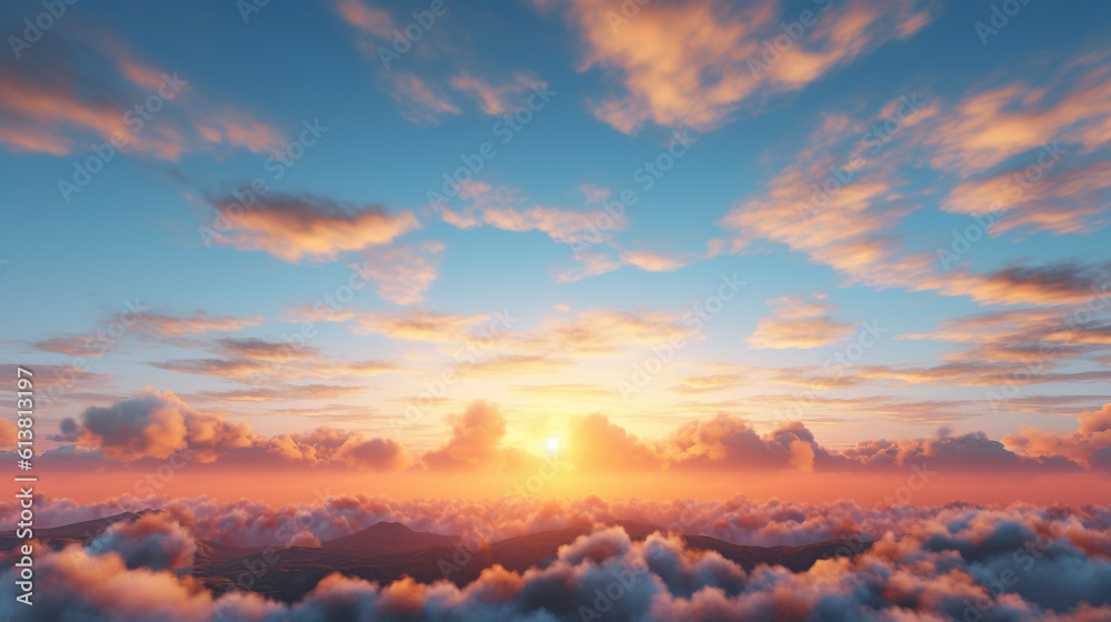 Wall mural beautiful sunrise sky background. created with generative ai