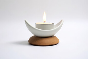 Candle Holder Scandinavian Style On White Background. Generative AI