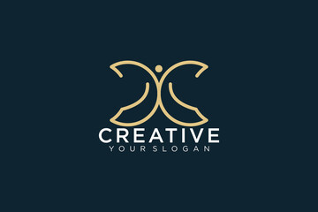 Butterfly logo. Luxury line logotype design. Universal premium butterfly symbol logotype.