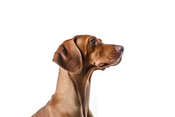 Portrait Of Dog Vizsla In Profile On White Background. Generative AI