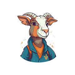 Friendly goat mascot character for goat farm.