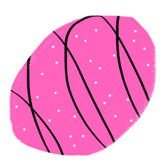 Pink brush blob doodle element, scribble lines with white dots, Transparent PNG cut edges blob.  Cute surface pattern elements