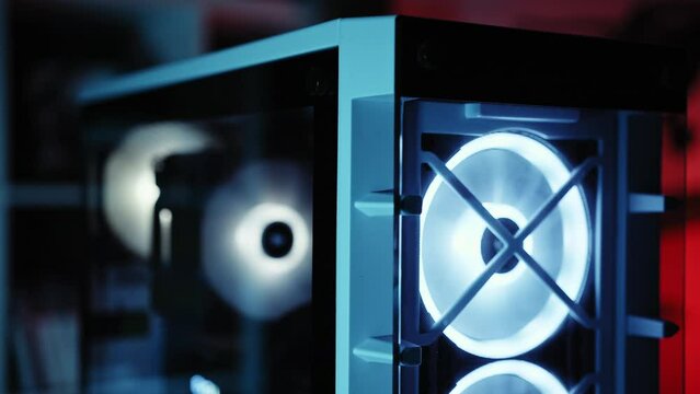 Stylish Gaming Computer in Dark Environment