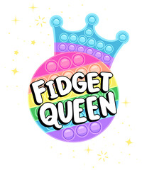 Cool Fidget Queen Funny Crown Pop It Fidget Toy
