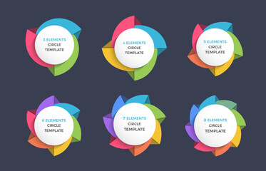 Circles divided on segments, infographic templates for circle diagrams, vector eps10 illustration