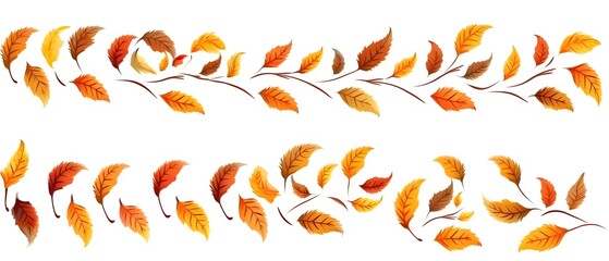 Set of Autumn leaves in the wind on white background, Autumn leaves Set, generative AI