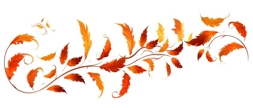 Set of Autumn leaves in the wind on white background, Autumn leaves Set, generative AI