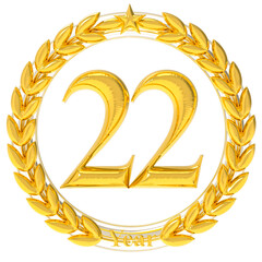 Happy Anniversary Number 22 Gold Render