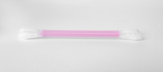 Clean cotton buds isolated on white. Hygienic product