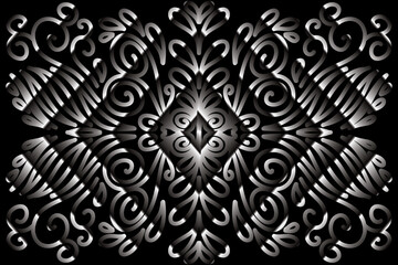 Limited edition luxurious design Black and white dark  flowers line art pattern of indonesian culture traditional  batik ethnic dayak for background wallpaper textile or fashion