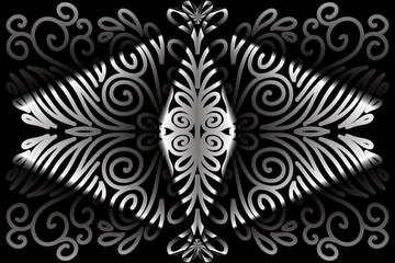 Limited edition luxurious design Black and white dark  flowers line art pattern of indonesian culture traditional  batik ethnic dayak for background wallpaper textile or fashion